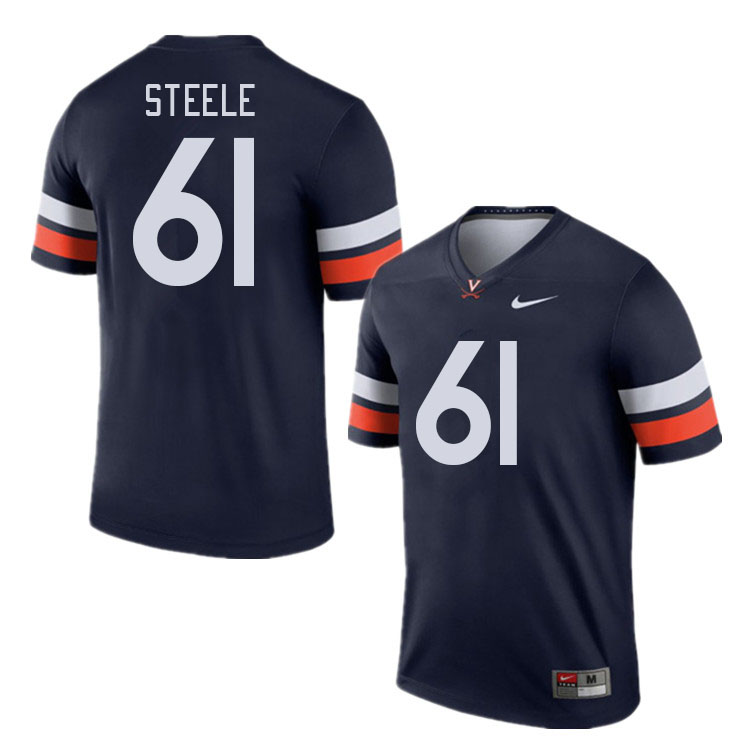 Men #61 Dane Steele Virginia Cavaliers College Football Jerseys Stitched Sale-Navy